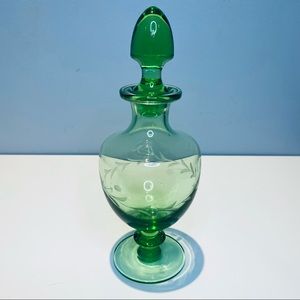 Vintage Green Glass Decanter flown under 365 UV